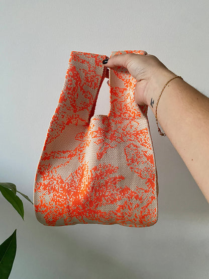 Bolso Tejido - Palmeras Naranja y Blanco