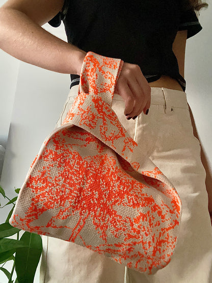 Bolso Tejido - Palmeras Naranja y Blanco