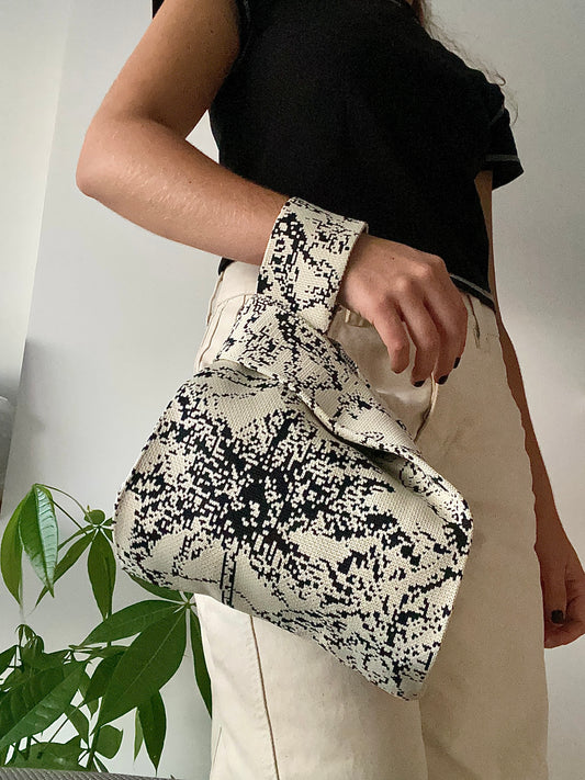 Bolso Tejido - Palmeras Negro y Blanco
