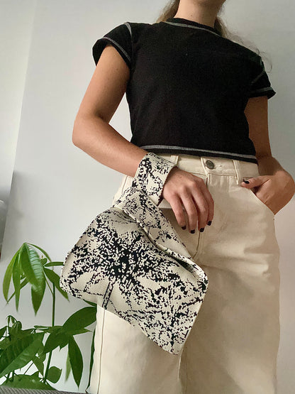 Bolso Tejido - Palmeras Negro y Blanco