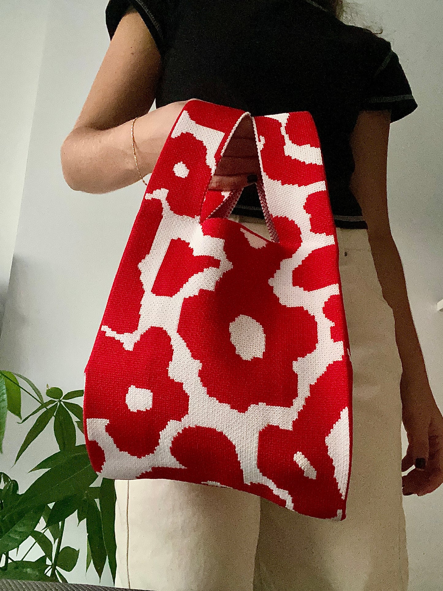 Bolso Tejido - Rojo Flores