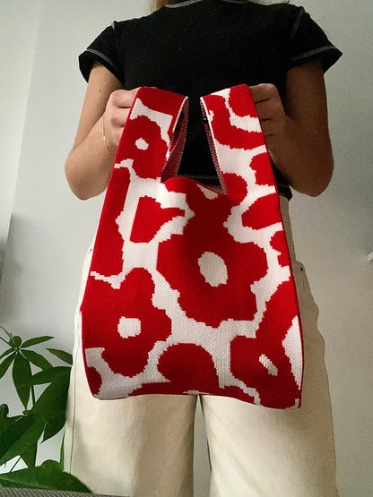 Bolso Tejido - Rojo Flores