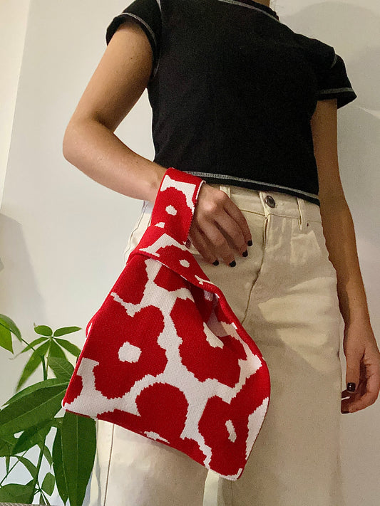 Bolso Tejido - Rojo Flores